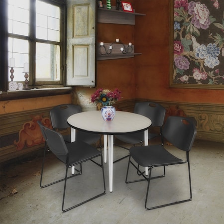 Regency Kahlo Round Table & Chair Sets, 42 W, 42 L, 29 H, Wood, Metal, Polypropylene Top, Maple TPL42RNDPLCM44BK